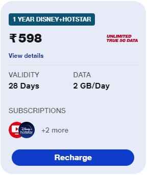 Rs.598 Jio plan