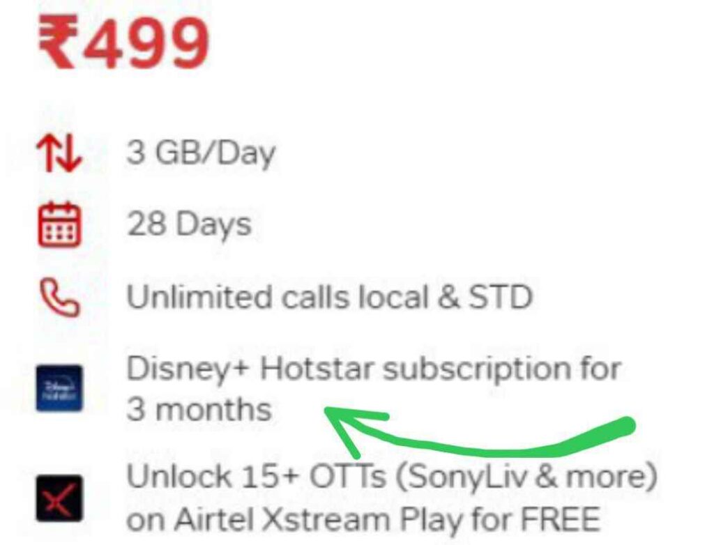 Airtel plans for Disney Hotstar